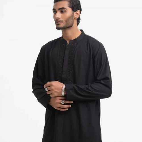 Beige Viscose-blend Premium Panjabi