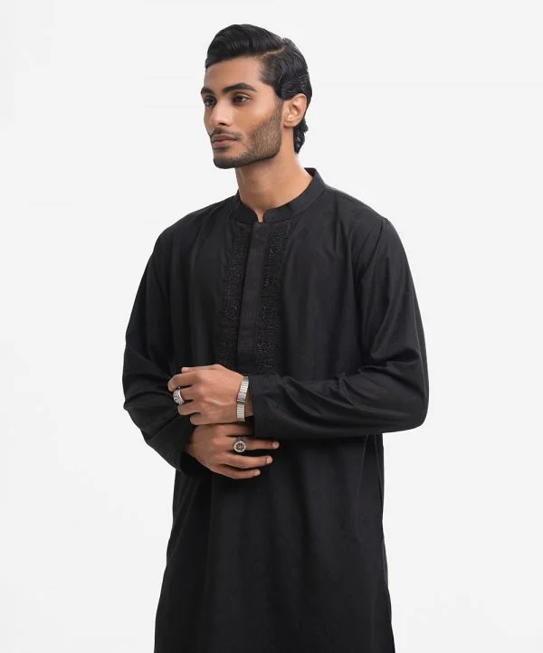 Beige Viscose-blend Premium Panjabi