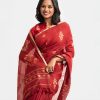 Maroon Half-silk Saree