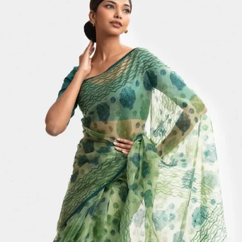 Green Muslin Exclusive Saree
