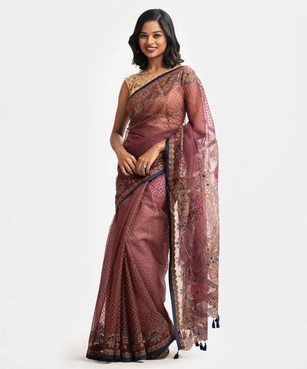 Mauve Muslin Exclusive Saree