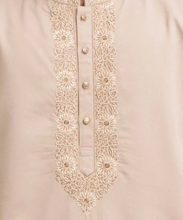 Beige Jacquard Premium Panjabi