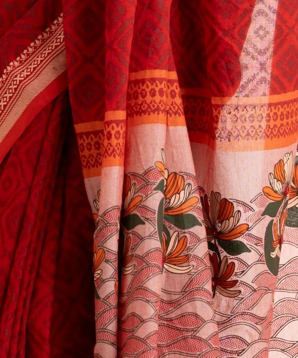 Red Cotton Saree