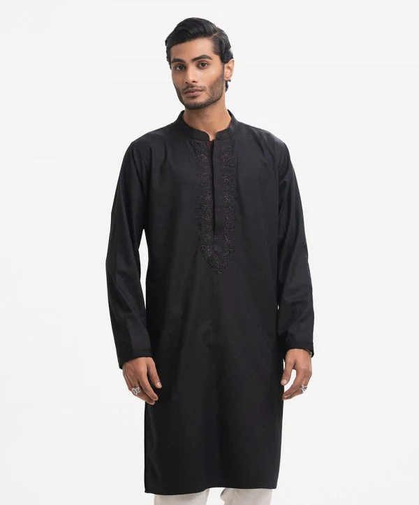 Beige Viscose-blend Premium Panjabi