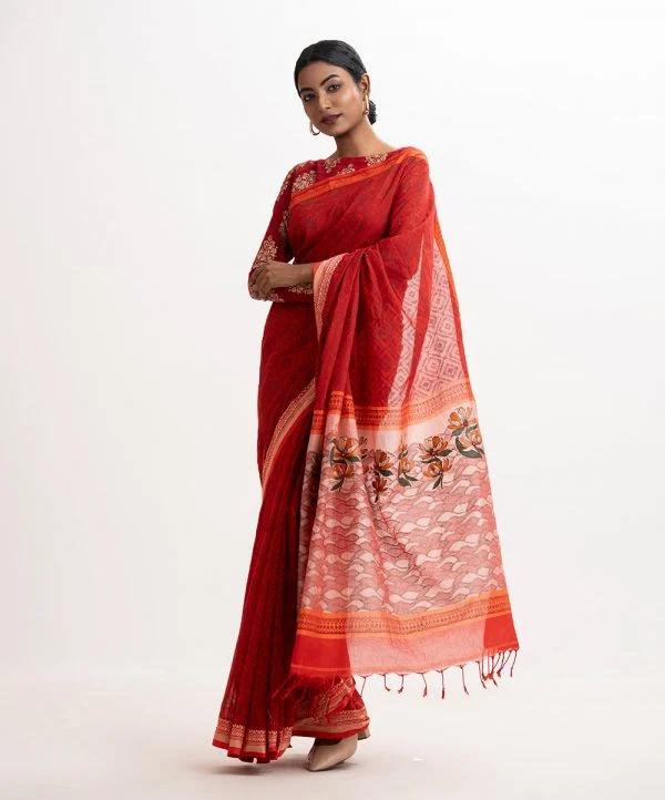 Red Cotton Saree