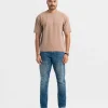 Beige Cotton Drop Shoulder T-Shirt