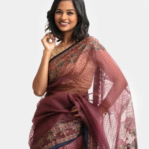 Mauve Muslin Exclusive Saree