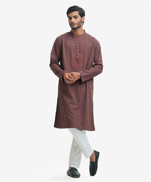 Peach Brown Jacquard Premium Panjabi