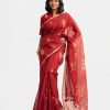 Maroon Half-silk Saree