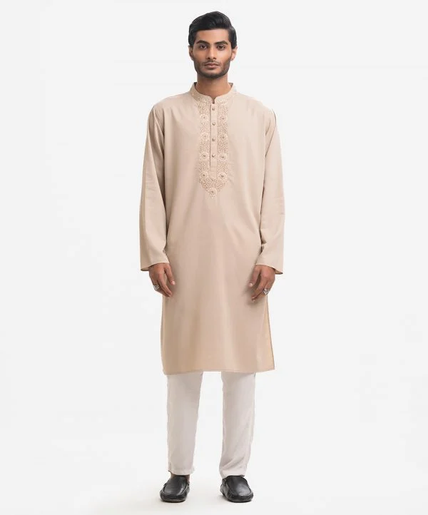 Beige Jacquard Premium Panjabi