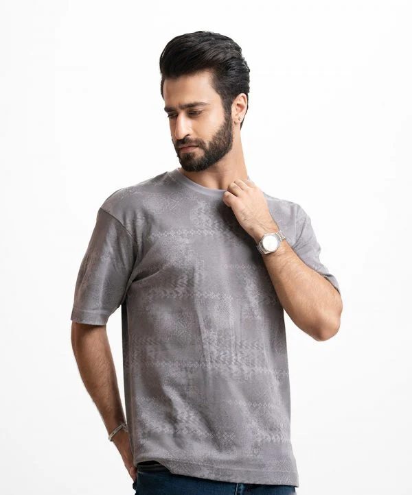 Gray Interlock Drop Shoulder T-Shirt