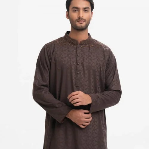 Brown Bamboo Jacquard Premium Panjabi