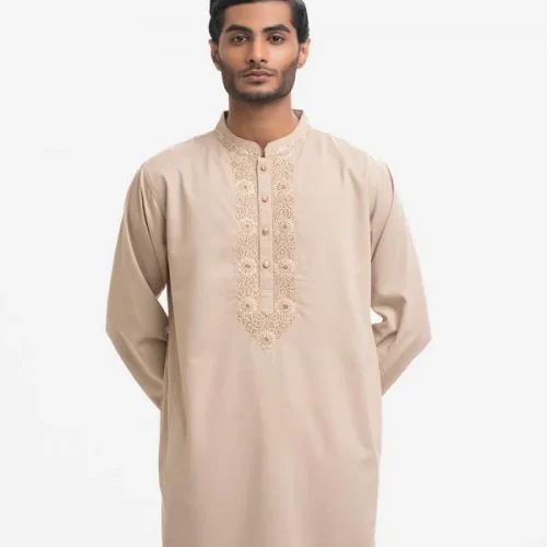 Beige Jacquard Premium Panjabi