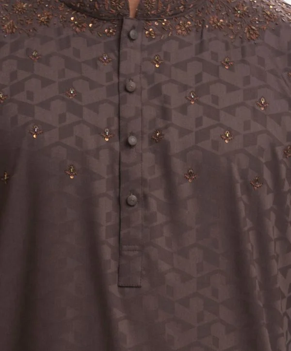 Brown Bamboo Jacquard Premium Panjabi